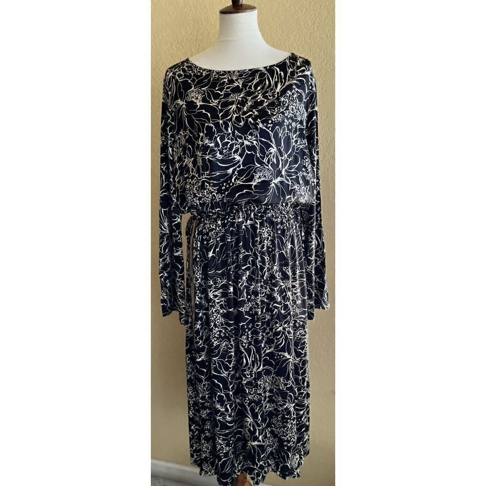 Treasure & Bond Womens Blouson Floral Print Midi Dress Size L - Picture 2 of 12
